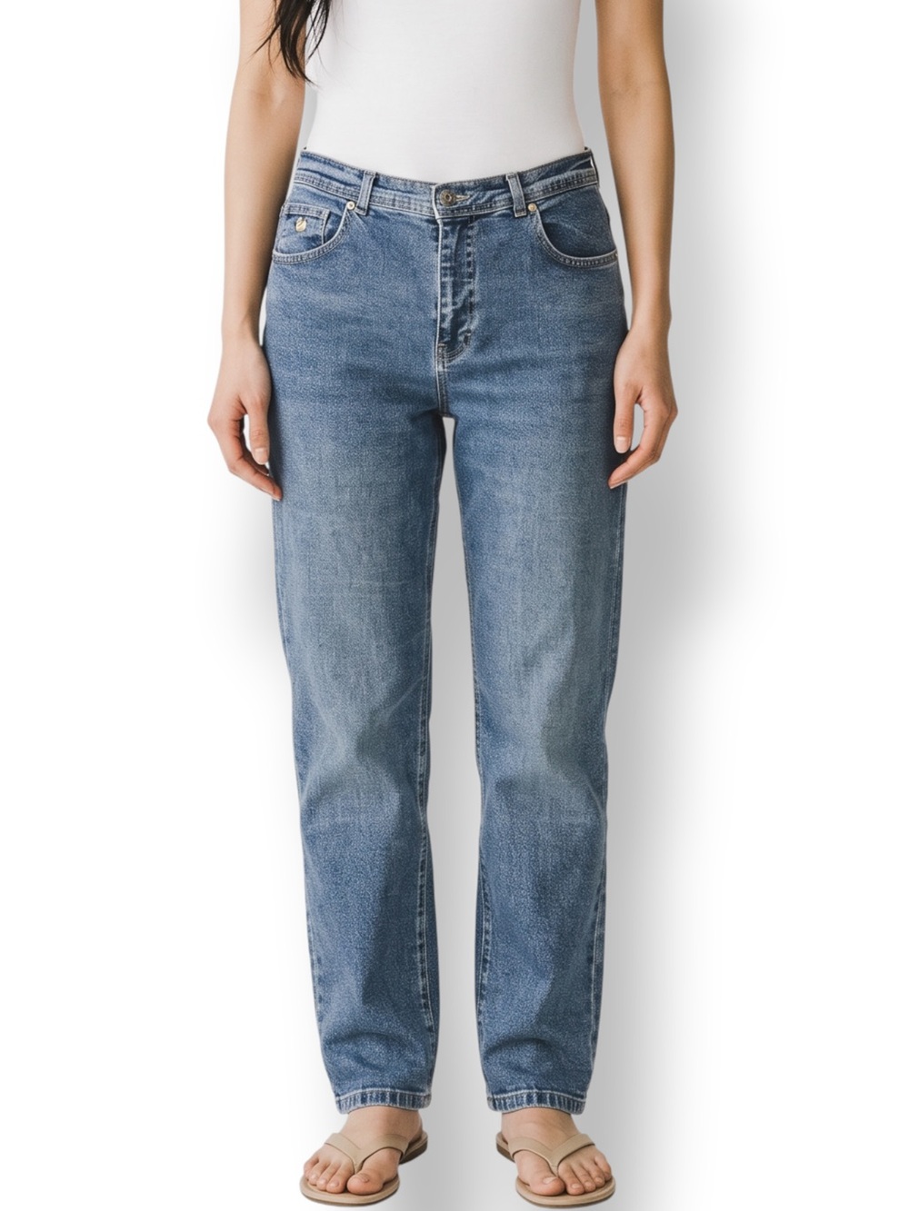 4/$20 Gloria Vanderbilt High Rise Straight Leg Jeans Medium Wash 12 Short